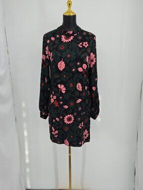 Boden Black Pink Floral Dress Size 6R